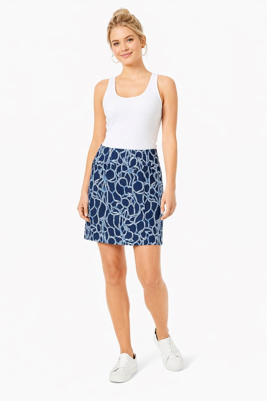 Lilly Pulitzer Brenna Skirt XS Navy Lucky Bamboo Pull On Stretch